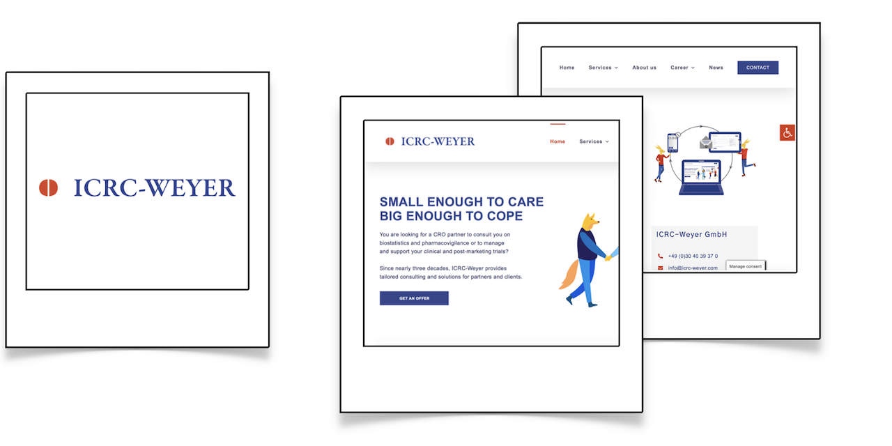 Ausschnitte des Website-Layouts für ICRC Weyer